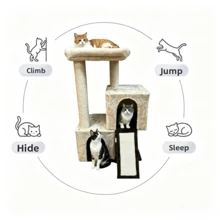 Large Cat Tree, Dual Cat Houses With Top Resting Platform, Sisal Scratching Posts And Climbing Ramp, Large‑Size Cat Tree For Playing And Resting, Suitable For Indoor Cats To Relax And Scratch Claws - Multicolor - View 6