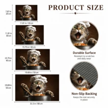 1pc, Cat Pattern Printed Diatomaceous Earth Kitchen Drain Mat, Absorbent Dish Drying Mat, Coffee Machine Mat, Dishwashing Mat, Sink Mat, Kitchen Countertop Protector, Suitable For Cups, Plates, Tableware And Kitchen Decor - Multicolor - View 10