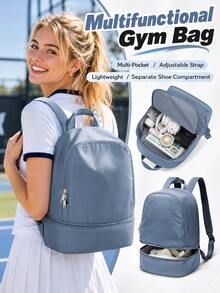 Student Backpack With Separate Shoe Compartment, Lightweight Travel Backpack Suitable For Work, Fitness, Daily Use, Casual Backpack With Hidden Pocket And Large Main Compartment, Perfect For Weekend Trips, Sports, Commuting And Daily Use, Large Capacity Student Bookbag With Multiple Pockets For High School And College Students, Fits 14-15.6 Inch Laptop, With Shoe Compartment Divider, Adjustable Shoulder Straps, Airline Approved Carry-On Backpack, Essential Backpack For Outdoor Commuting, Learning And Travel - Multicolor - View 3