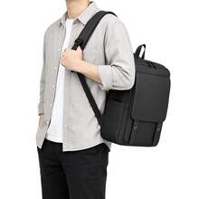 Mochila Multifuncional para Notebook Resistente à Água Grande Capacidade Compartimento Acolchoado Bolsos Laterais Alças Ajustáveis Costas Respiráveis Faixa para Mala Trabalho Estudo Viagens - Preto - Visão 2
