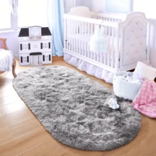 1pc Luxury Soft Tie-Dye Plush Area Rug, Non-Slip Washable Polyester Material, Suitable For Living Room And Bedroom, Modern Home Decor, Indoor Mat - Light Grey - View 14