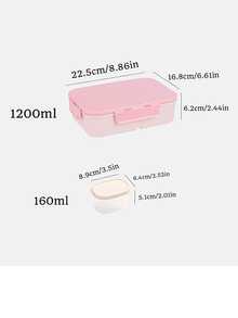 Customized Name Portable Lunch Box, With Leak-Proof Sauce Container, With Snap Lid, Fork And Spoon, 1200ml Adult Bento Box, Kitchen, Home, Office, Snack And Fruit Container, Back To School, Versatile Everyday, Aesthetic, Personalized Gift - Multicolor - View 8