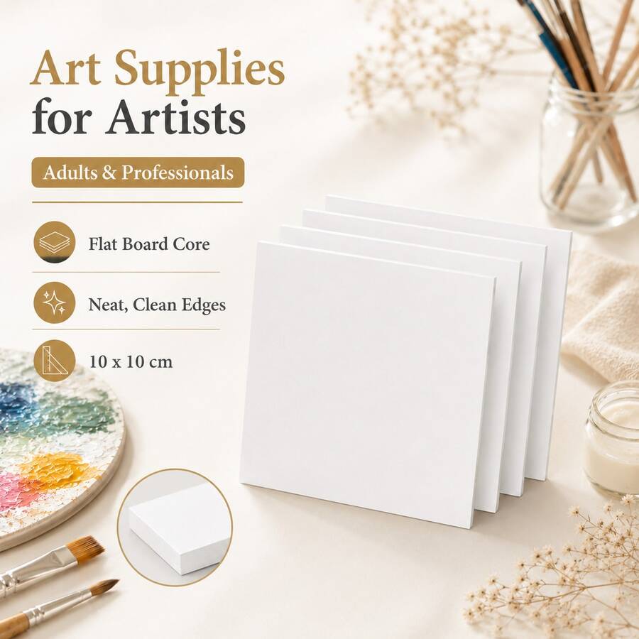 5pcs Blank Canvas Boards 10x10cm/4x4in, Pre-Primed Painting Boards, Suitable For Acrylic, Oil, Gouache, DIY Crafts And Art Projects - Multicolor - View 1