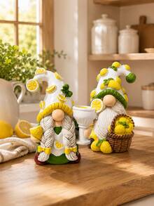 1pc Lemon Gnome Figurine, Cute Farmhouse Style Kitchen Decor, Spring Summer Lemon Mini Ornament, Suitable For Tiered Tray, Countertop, Coffee Bar, Shelf And Desk, Sweet Gift For Women, Mom, Friends And Gnome Lovers - Lemon - View 8