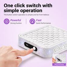 USB Mini Powerful Nail Dust Collector, Low Noise Portable Nail Dust Collector, Basic White And Shiny Crystal Rhinestone Styles, Suitable For Salon DIY Nail Polishing - White - View 4
