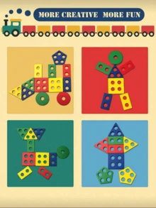 5pcs/Set Wooden Geometric Shape Blocks, Color-Coded Number Blocks, Montessori Early Education Toys For Children 3 Years Old And Above - Multicolor - View 6