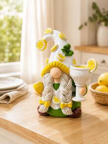 1pc Lemon Gnome Figurine, Cute Farmhouse Style Kitchen Decor, Spring Summer Lemon Mini Ornament, Suitable For Tiered Tray, Countertop, Coffee Bar, Shelf And Desk, Sweet Gift For Women, Mom, Friends And Gnome Lovers - Lemon - View 7