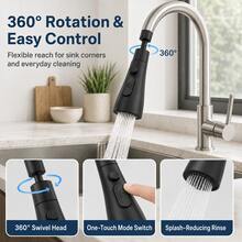 OCTAVO (1 Piece) High-Quality Three-Way Adjustable Splash-Proof Kitchen Faucet: Sturdy Structure, Easy To Operate, Perfect For Precise Watering And Cleaning! Home Bathroom Decoration, Autumn Decoration, Back-To-School Season - Black - View 3