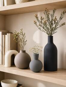 1pc Modern Minimalist Resin Vase Set, Black Brown And Gray Decorative Flower Vases For Dried Or Artificial Flowers, Tabletop Home Decor For Living Room, Dining Table, Entryway, Bookshelf, Office, Coffee Table And Housewarming Gift - A - View 3