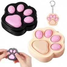 Cat Paw Push-Button Stress Relief Fingertip Toy Keychain, Office Travel Anxiety & Stress Relief Gift For Adults And Employees - Multicolor - View 2
