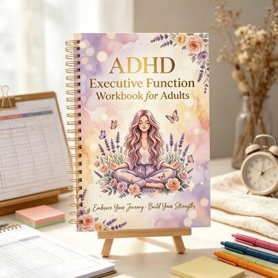 1pc Spiral Bound ADHD Executive Function Workbook For Adults, Daily Planning & Self-Regulation Journal, Time Management & Focus Organizer, Mental Health Self-Care Notebook, Holiday Wellness Gift. Back To School, Office
