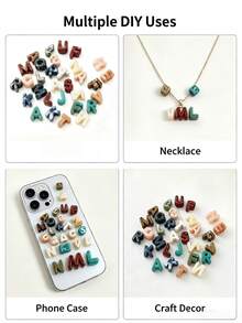 10 Peças Contas de Letras Acrílicas 21x14mm, 26 Letras de Cores Aleatórias Misturadas, Acessórios de Decoração de Roupas, Materiais para Fazer Joias Artesanais, Adequado para Colares, Pulseiras e Artesanato DIY - Multicolorido - Visão 9