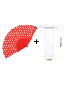 1pc Polka Dot Folding Fan, Lightweight And Foldable, Suitable For Summer Daily Use, Can Be Used As Aesthetic Photography Prop For Beach Scenes And Daily Outfits, Fashionable Cooling Accessory - Multicolor - View 11