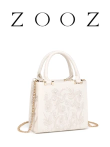 POHO ZOOZ Brand Luxury Women's Handbag Co-Branded Customized Embroidered Medium Square Tote Bag - White - White - View 3