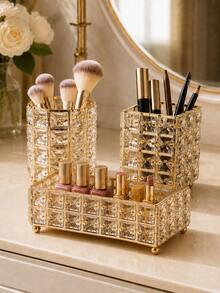 Luxury Gold Square Storage Box, Suitable For Storing Cosmetics, Makeup Tools, Watches, Keys, Etc., Can Be Used As Desktop Organizer Or Decorative Item For Bathroom, Bedroom, Entryway - Multicolor - View 4
