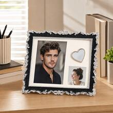 1PC Combined Photo Frame For 3 Inch & 7 Inch Photos, Unique Creative Picture Frame, High Aesthetic Design Desktop Ornament For Home, Office & Room Decor - A - View 3