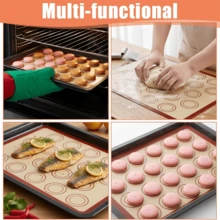 1pc Dishwasher Silicone Baking Mat, 16.5*11.6 Inch Non-Stick Macaron Mat, High Temperature Resistant Silicone Material, Smooth Flat Baking Surface For Easy Release, Reusable For Cookies, Macarons And Various Desserts, Practical Tool For Professional Macaron Makers And Home Baking Enthusiasts, Easy To Clean With Water Or Dishwasher, Flexible And Durable - View 8