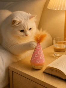 1/2/4/6 piezas Juguete de gato oscilante con plumas brillantes, diseño oscilante para juego autónomo, material de nailon duradero, adecuado para diversión de caza, regalo de Navidad para gatitos y gatos adultos (algunos estilos de color aleatorio), sin batería requerida - Multicolor - Ver 5