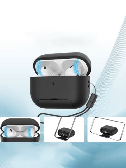 Minimalist Magnetic Lock Buckle Stand Headphones Case Compatible With AirPods Pro3/4 And 3 Pro, Secure‑Lock Design, Shock‑Absorbent Multi‑Functional Protective Cover, Compatible With AirPods Pro2, Available In Candy‑Colored Styles, Comes With Lanyard