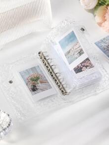 1pc Water Ripple Transparent Loose-Leaf Photo Album, Acrylic Transparent Storage Folder, Durable Material, Loose-Leaf Cover; Can Be Used As Notebook, Planner, Card Storage Album, Sticker Book, Photo Album, Stationery Gift, Suitable For Girls; Back To School, Halloween Gift Choice - Ring Binder - View 3
