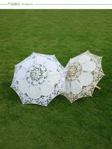 1pc Lace Umbrella, Crochet Lace Umbrella, Sun Protection Umbrella, Hollow Out Decor Umbrella, Wedding Celebration Photography Prop - Multicolor - View 10