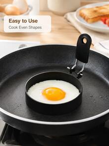 1pc Round Egg Pancake Mold With Foldable Handle, Easy Release, Suitable For Frying Eggs, Pancakes, Sandwiches, Home Kitchen Cooking, Brunch Meal Preparation, Daily Breakfast Tool - Multicolor - View 2