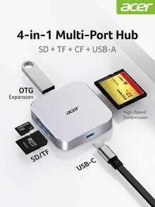 Acer 4-In-1 Magnetic Card Reader Type-C Interface SD/TF/CF Triple Card Reader Ultra-Thin Portable Suitable For Phone/Tablet/Computer OTG Expansion - View 6