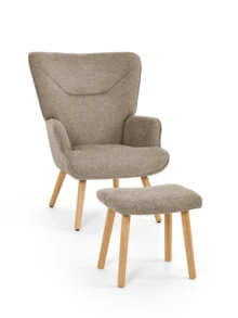 Goeurvant Scandinavian Minimalist Nursery Rocking Chair And Accent Armchair With Footstool Textured Fabric Sand Ergonomic High Wide Back Thick Padding Non Slip Pads For Relaxing Breastfeeding Living Room And Nursery - Sand Textured Fabric - View 12
