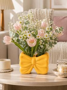 1pc Oversized Bow Decor Vase, Cute Ribbon Design Vase, Suitable For Home Decor, Living Room Tabletop, Bedroom Shelf And Gift Display - 1PC - View 8