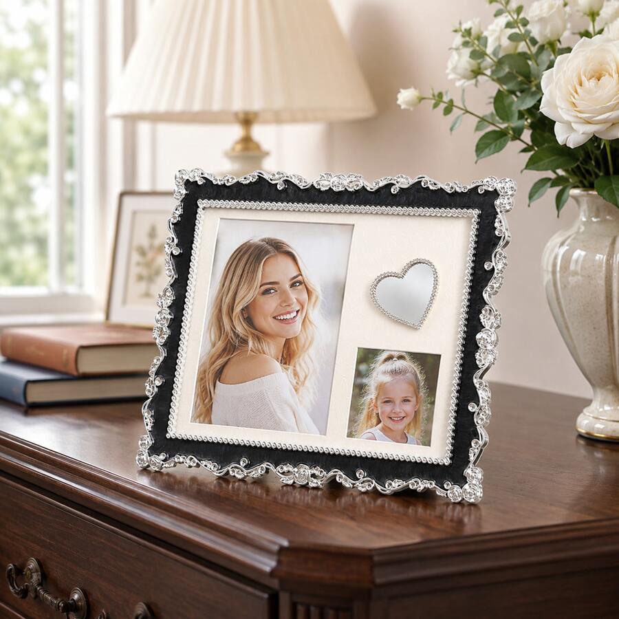 1PC Combined Photo Frame For 3 Inch & 7 Inch Photos, Unique Creative Picture Frame, High Aesthetic Design Desktop Ornament For Home, Office & Room Decor - A - View 1