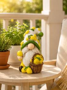 1pc Lemon Gnome Figurine, Cute Farmhouse Style Kitchen Decor, Spring Summer Lemon Mini Ornament, Suitable For Tiered Tray, Countertop, Coffee Bar, Shelf And Desk, Sweet Gift For Women, Mom, Friends And Gnome Lovers - Lemon - View 9