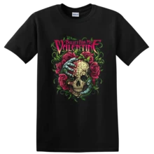 Camiseta Gráfica Bullet For My Valentine Skull Roses Rock Metal - Negro - Ver 1