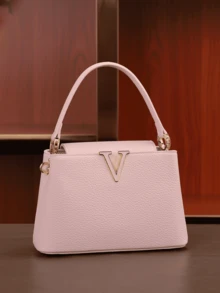 POHO Custom Brand V-Shaped Handbag Medium Size Elegant Classic Fashion, Exquisite Party Accessory, Gift For Female Friends, Sisters, Mothers - Pink - View 2