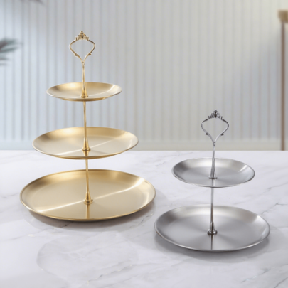 Suporte para bolo de vários andares estilo europeu, 3 ou 4 peças (2 ou 3 pratos + 1 acessório), ideal para uso diário, perfeito para aperitivos e frutas, amplamente utilizado em festas de chá e decoração de encontros, ideal para cupcakes, donuts, frutas, cozinha e como presente de Natal.