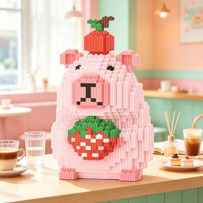 This 1097-Piece Building Block Set Creates A Strawberry Capybara, Which Is Adorable And Cute, Making It A Perfect Gift For Couples And Parents. The Assembly Difficulty Is Relatively High. It's An Ideal Gift For Christmas, Halloween, And The Back-To-School Season.