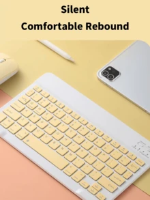 Keyboard Bluetooth Ultra Tipis Isi Ulang, Keyboard Nirkabel Portabel Ringkas (150mAh) Kompatibel dengan Tablet Galaxy Tab, Smartphone, Ponsel, Kompatibel dengan Android, iOS, Windows, Hadiah Kembali ke Sekolah - View 3