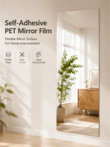 1 Roll PET Flexible Mirror Film, Self-Adhesive Mirror Wall Sticker, Shatterproof Washable Reflective Film, Suitable For Glass, Tiles, Cabinet Doors And Smooth Surfaces, DIY Home Improvement And Interior Decoration - Roll - View 6