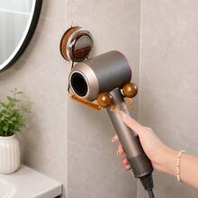 1pc Wall-Mounted Hair Dryer Holder, No Drilling Required, Bathroom Hair Dryer Storage Rack, Fashionable Tool Storage Box, Convenient Access, Bathroom Storage Rack, Worry-Free Beauty Routine, Bathroom Hair Dryer Holder, Bathroom Decor, Bathroom Accessories - Multicolor - View 3