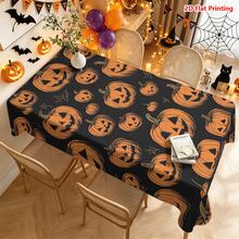 1/2pcs Halloween Tablecloth, Halloween Pumpkin Pattern Polyester Tablecloth Suitable For Dining Table, Coffee Table, Kitchen, Picnic, Camping, Country Farmhouse Decor, Holiday Atmosphere Tabletop Protection Decorative Cloth - Multicolor - View 14