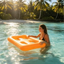Multicolor Square Hollow‑Out Inflatable Pool Float, PVC Water Floating Lounge Bed With Hand‑Rest Cutouts For Adult Summer Swimming Pool Beach Party - A - View 1