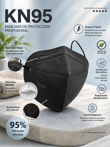 Caja De Cubrebocas Negro Para Adulto Kn95 20 Pz - Blanco - Ver 4
