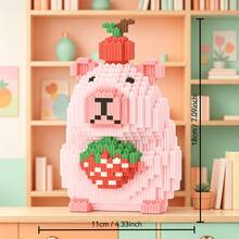 This 1097-Piece Building Block Set Creates A Strawberry Capybara, Which Is Adorable And Cute, Making It A Perfect Gift For Couples And Parents. The Assembly Difficulty Is Relatively High. It's An Ideal Gift For Christmas, Halloween, And The Back-To-School Season. - Multicolor - View 7