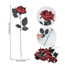 10Pcs Scary Eyeball Dark Red Fake Rose Branches Halloween Vase Bouquet Accessories - Multicolor - View 56