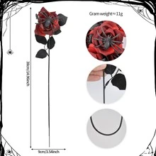 10Pcs Scary Eyeball Dark Red Fake Rose Branches Halloween Vase Bouquet Accessories - Multicolor - View 23