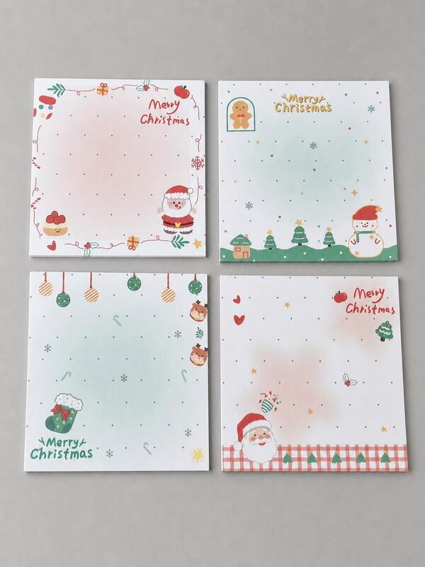 1/4/8 Packs 80/640/480 Sheets Square Sticky Notes - 7.62x7.62cm Cute Christmas Design Bookmark Style Adhesive Sticky Notes, Suitable For School, Office, Diary, Party Gifts And More. Each Pack Contains 80 Sheets. Women's Stationery Gifts, Diary Accessories, Office Supplies. High-Quality Paper, Suitable For Office Workers