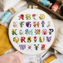 1PC 20*20cm/7.9*7.9in,Letters Embroidery Kit, DIY Handmade Embroidery Set For Adult Beginners, Home Gift, Women's Sewing Gift, Including User Manual, Printed Pattern Fabric, Embroidery Frame, Needle And Thread. - Letters - View 8