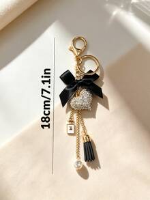 1pc Bowknot Keychain, Car Pendant, Hair Accessory, Casual Bohemian Party Cute Street Elegant Zinc Alloy, Suitable For All Seasons - Black - View 5