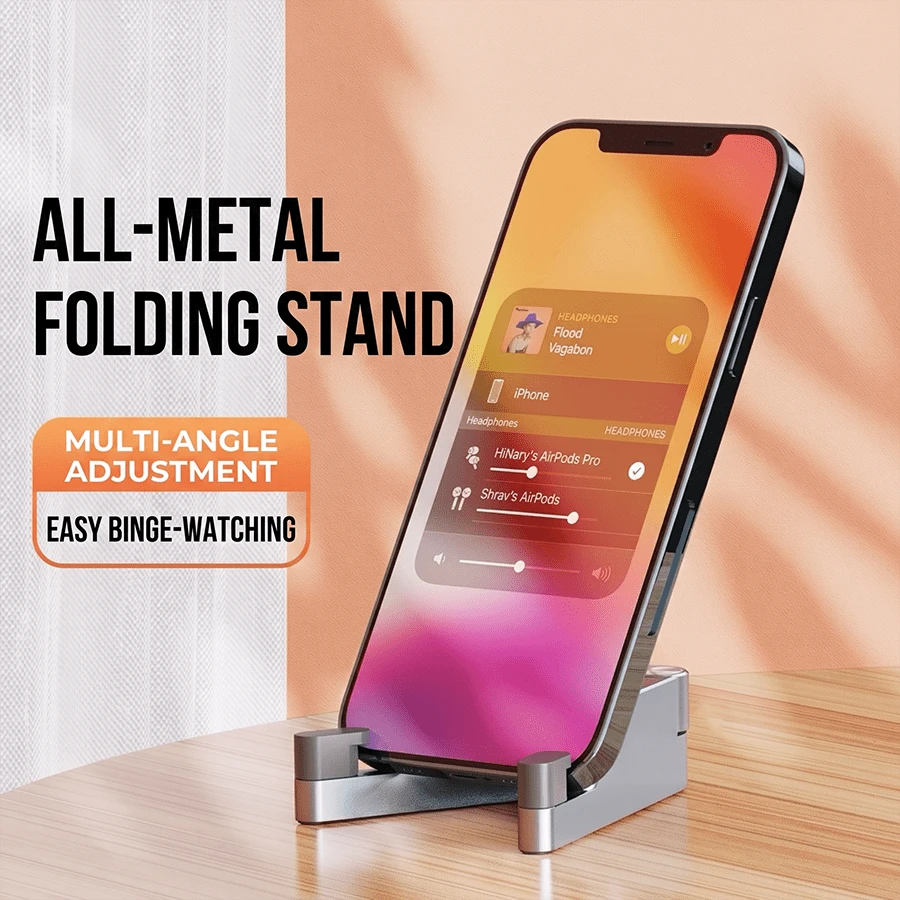 Dudukan Ponsel Portabel untuk Perjalanan, Dudukan Ponsel Lipat Aluminium, Ultra Tipis, Kompak, Dudukan Meja Saku, Dudukan Ponsel Lipat Logam Tugas Berat Universal untuk Panggilan Video, Aksesori Meja Kantor - paduan aluminium - View 1