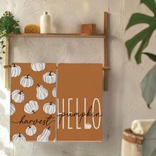 2件裝秋季復古橘色與白色條紋南瓜 Hello Pumpkin 文字廚房抹布，40*60cm 柔軟微纖維材質茶巾，適用於居家廚房、餐廳、戶外露營、桌面清潔、洗碗布、手巾配件，節日禮物 - 彩色 - 查看 11