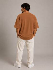 Set Of 2 RelaxMax Men's Casual Oversized Textured Knit Shirts - Black and Caramel - View 4